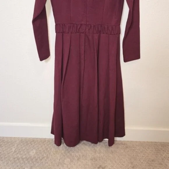 Dainty Jewell’s Burgundy Modest Midi Dress Women’s M Long Sleeve Fit & Flare - Picture 9 of 10